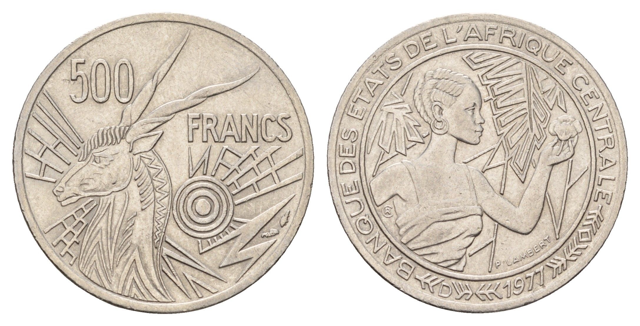 Центральная Африка (BEAC) 500 франков 1977 KM 12 никель 1517-1225