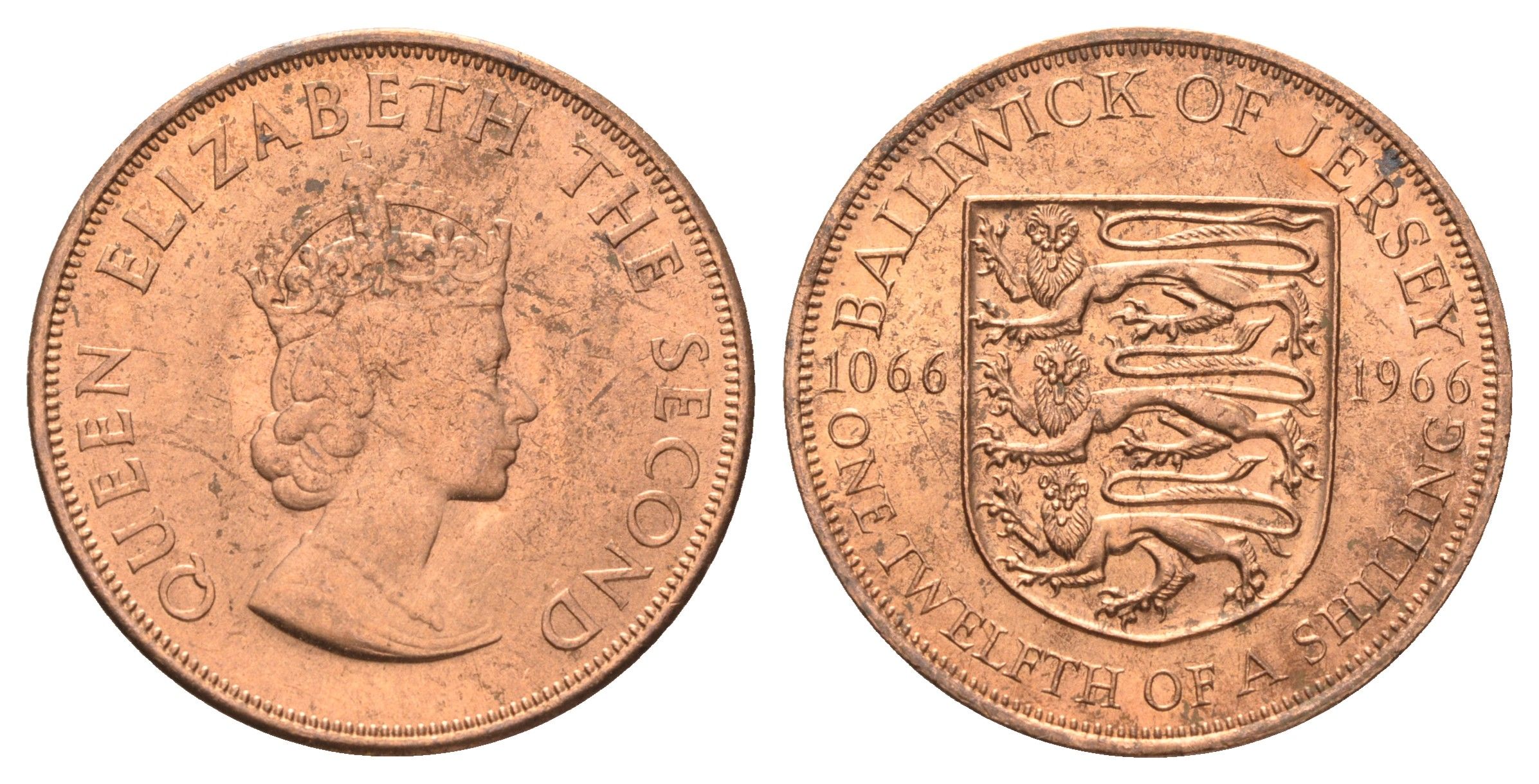 Джерси 1/12 шиллинга 1966 900 лет битве при Гастингсе KM 26 бронза aUNC 4661-111