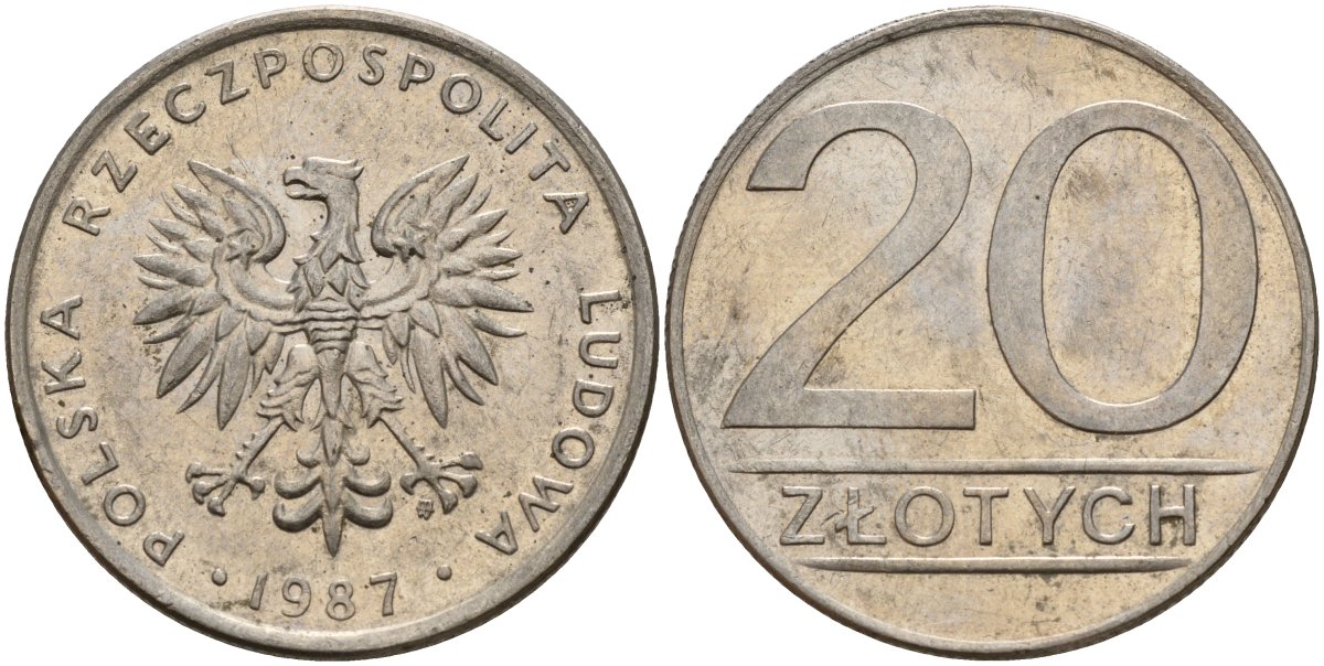 Польша 20 злотых 1987 MW Y 153.1 медно-никель 4187-723