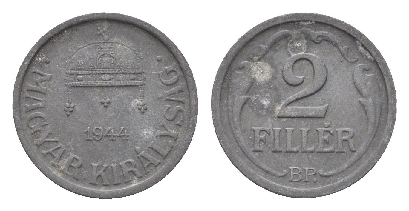 Венгрия 2 филлера 1944 BP KM 519 цинк 4665-614