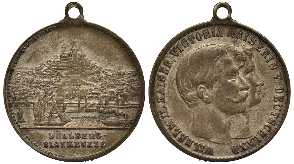 Германия медаль ND король и королева Вильгельм и Виктория, Sullberg Blankenese, с кольцом для подвеса 1519-1545
