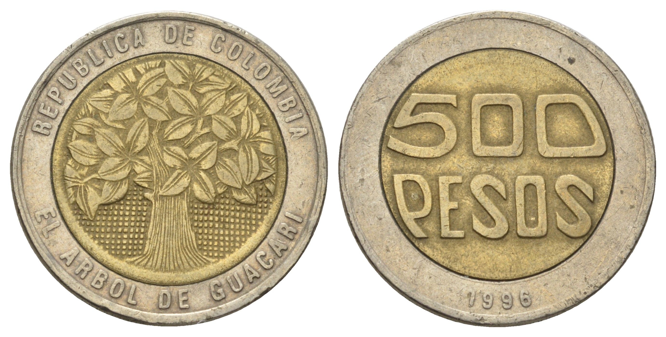 Колумбия 500 песо 1996 KM 286 биметалл 4159-355