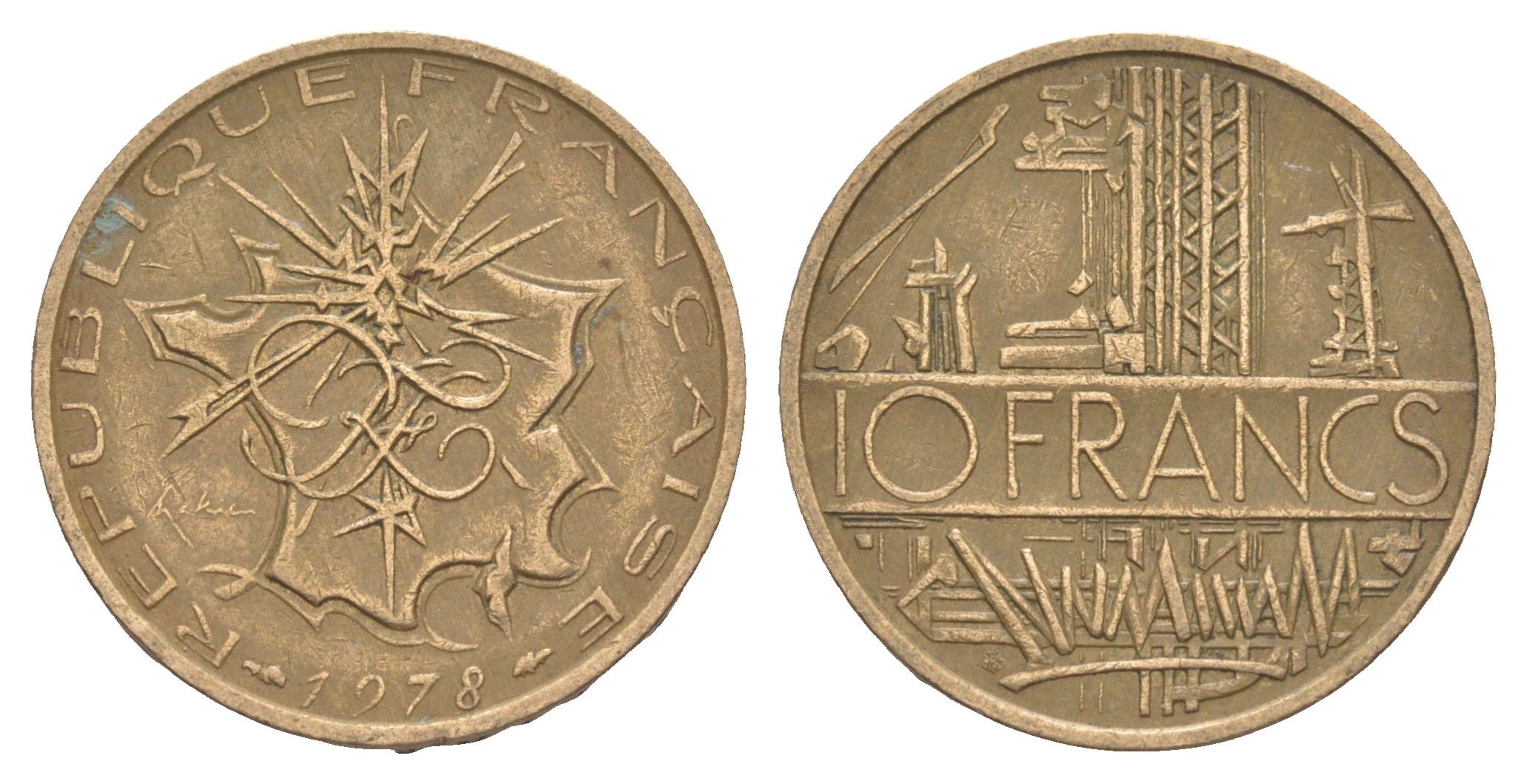 Франция 10 франков 1978 KM 940 медь алюминий никель 4543-736