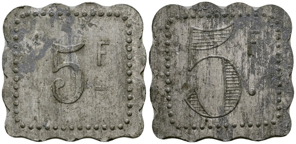 Франция 5 франков ресторанный жетон латунь 4175-937