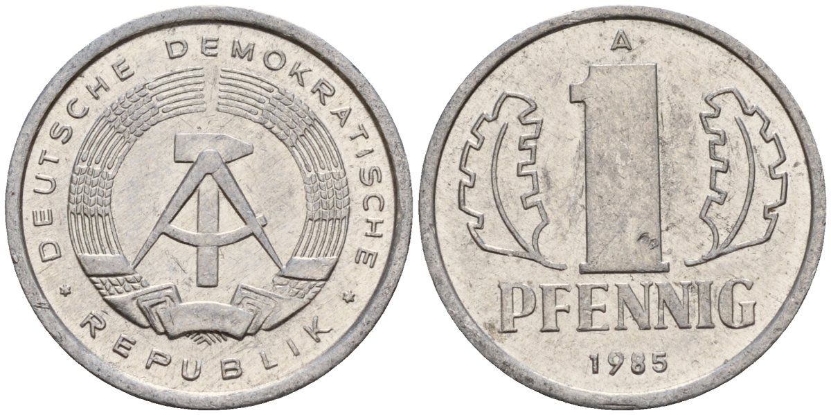 ГДР 1 пфенниг 1985 A KM 8.2 алюминий 188-1243