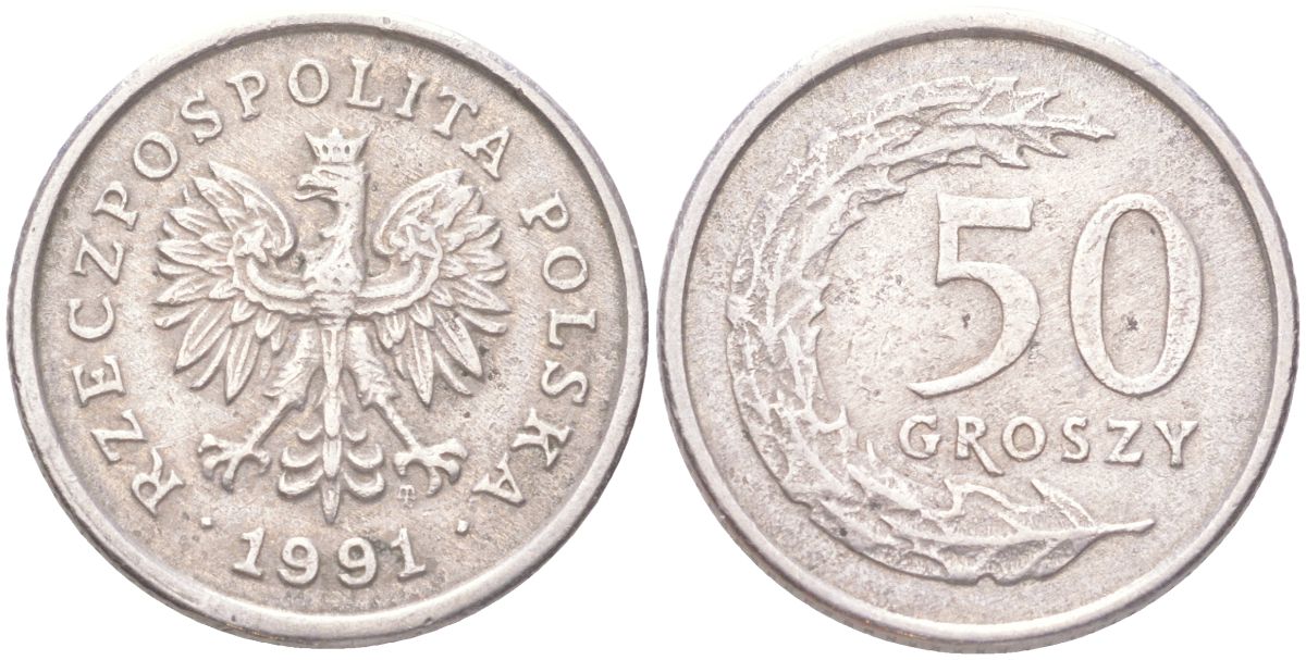 Польша 50 грошей 1991 Y 281 медно-никель 4614-269