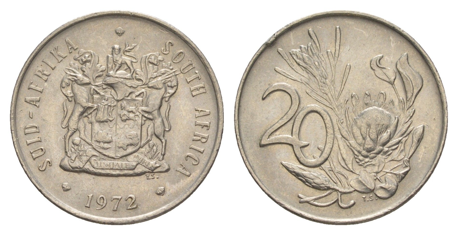 ЮАР 20 центов 1972 KM 86 никель UNC 4161-245