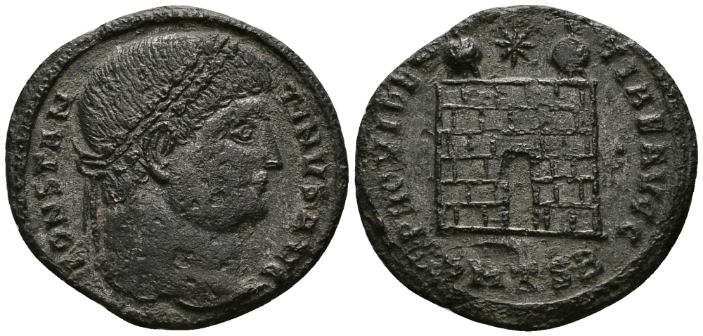 Римская Империя нуммий 326 - 328 Константин I Великий PROVIDENTIAE AVGG Фессалоника Good Very fine RIC 153 бронза 1073-6-46