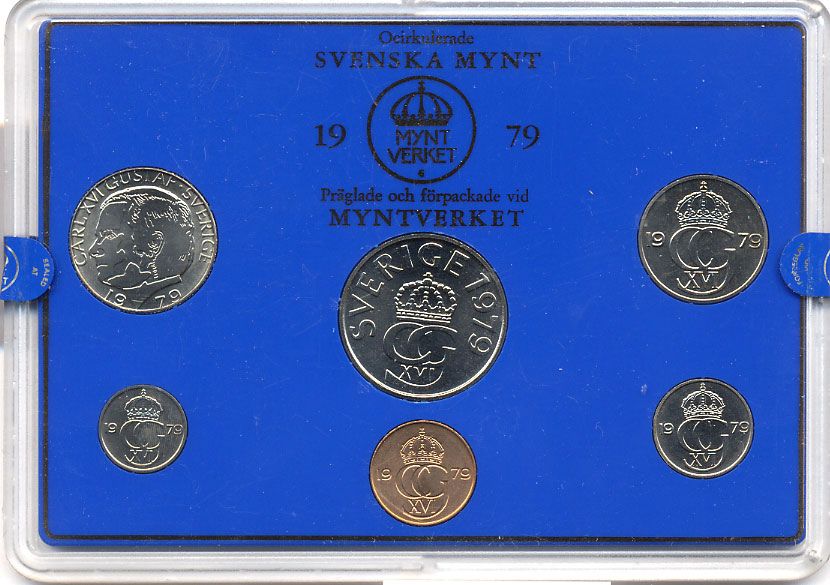 Швеция набор монетного двора из 6 монет 1979 в пластике Карл XVI Густав (1973- ) KM MS11 UNC 4-3-6-95