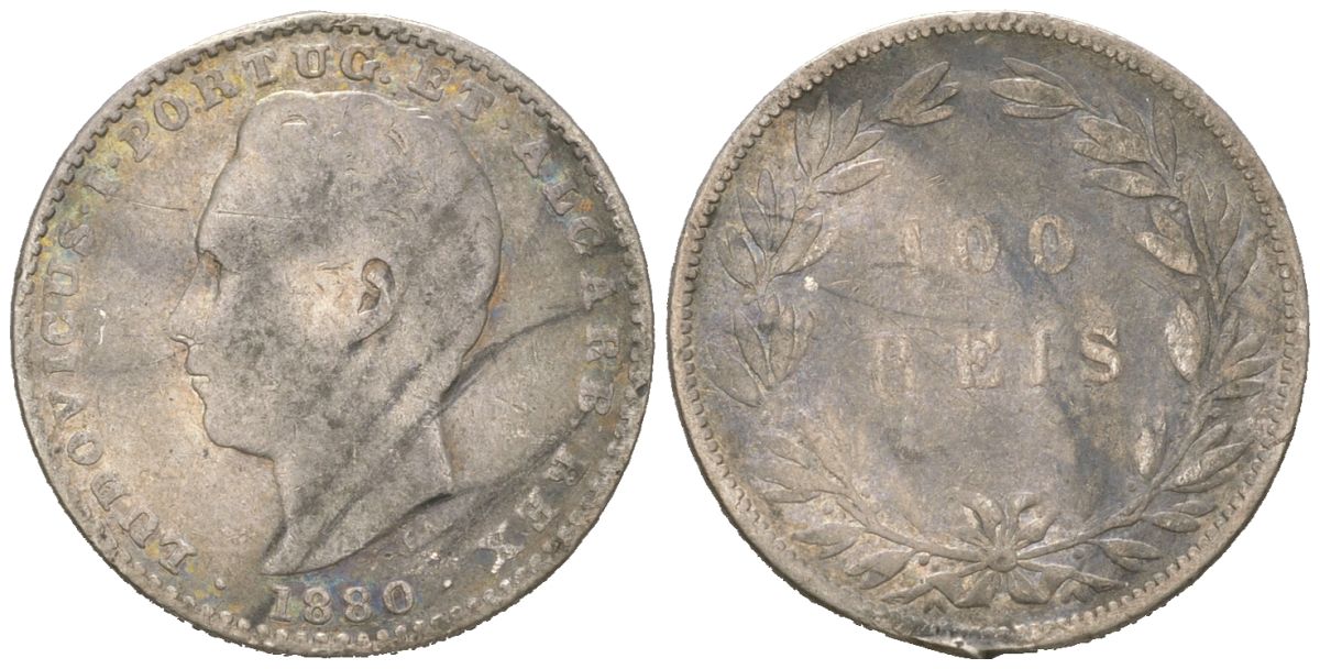 Португалия 100 реалов 1880 Луиш I (1861-1889) KM 510 серебро 4611-265