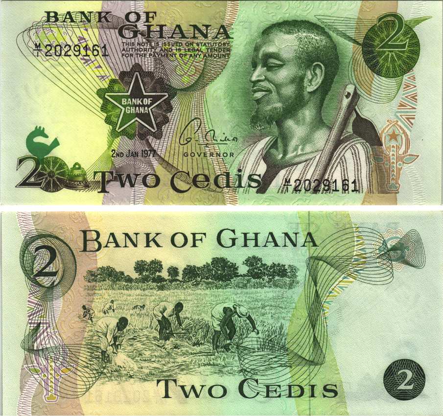 Гана 2 седи 1977 работа в поле Pick 14 c бумага UNC (пресс) 6299-52-2-1