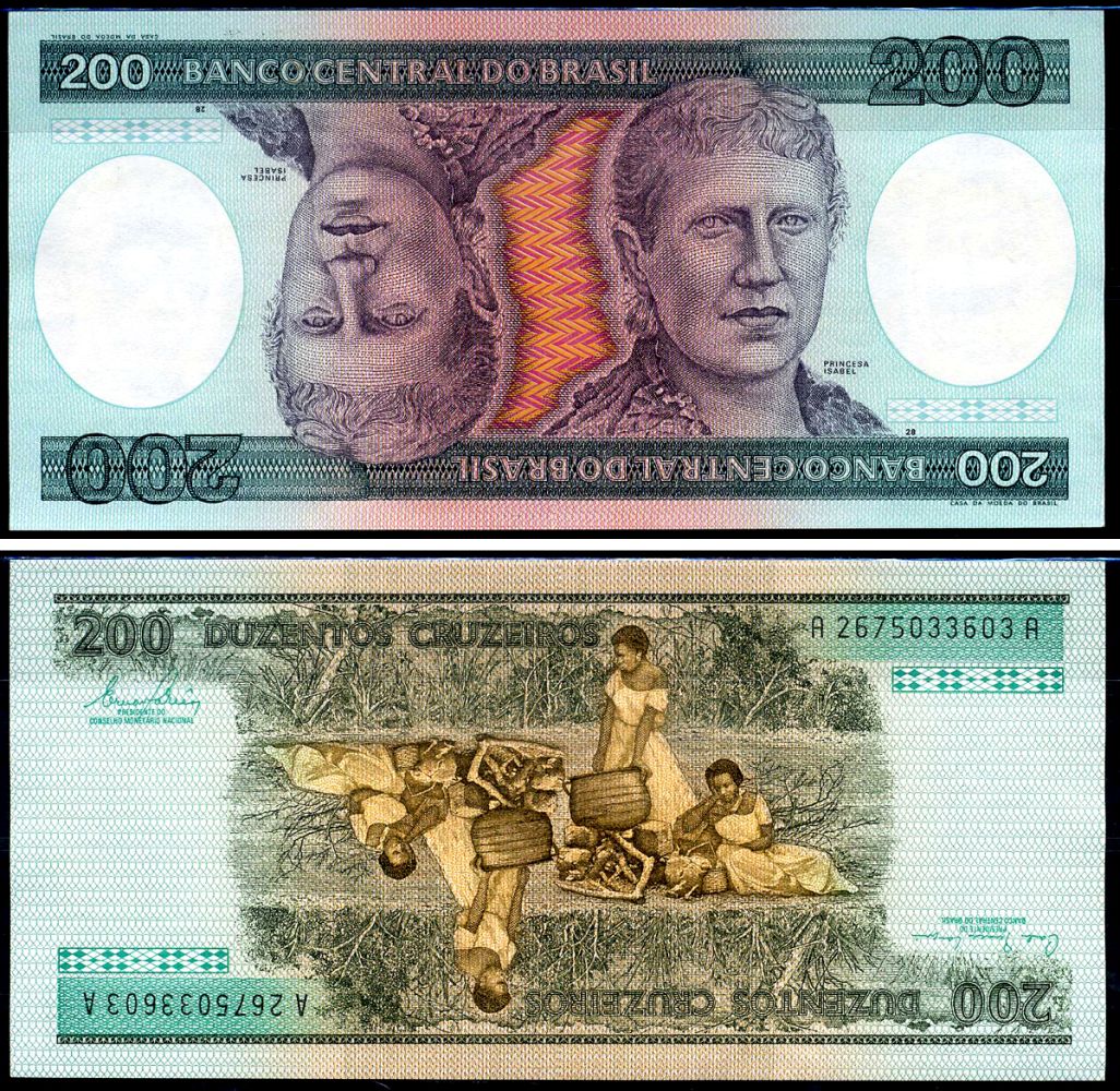 Бразилия 200 крузейро ND (1981-1984) Центральный банк Бразилии, Изабел Браганса Pick 199 b бумага UNC (пресс) 8602-29-2-2