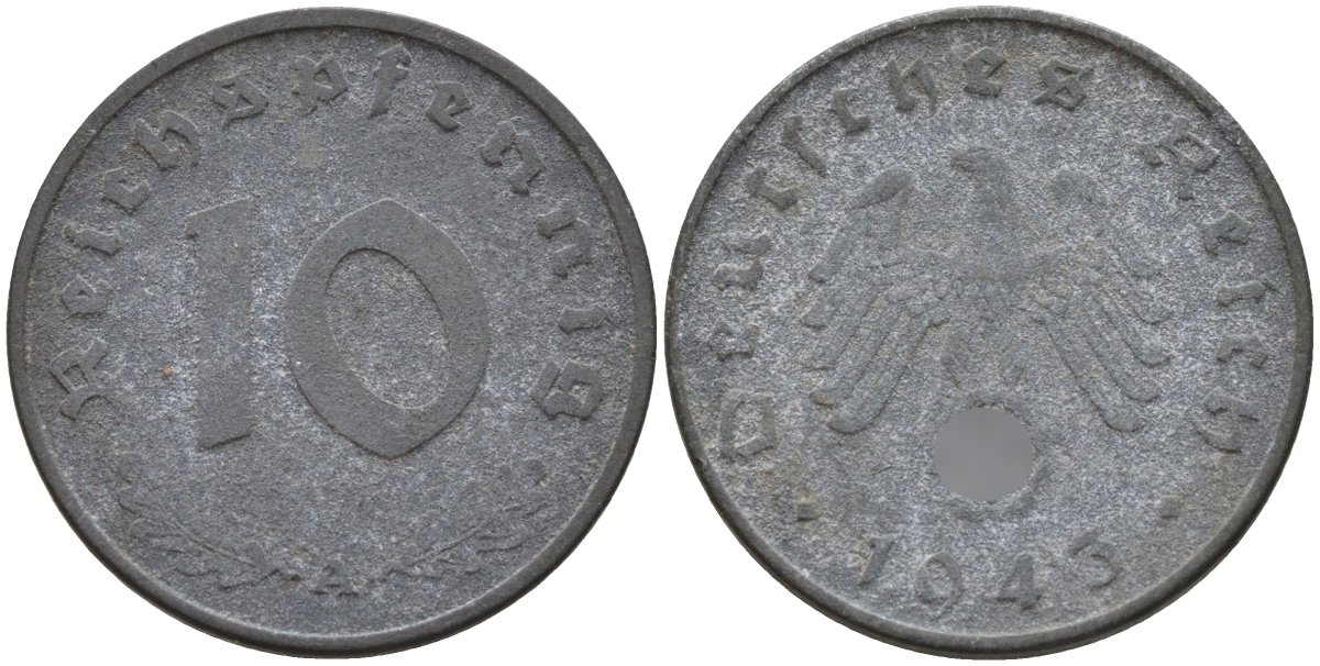 Германия 10 рейхспфеннигов 1943 A KM 101, J.371 цинк 4151-241