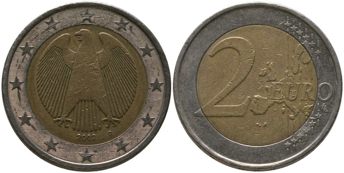 Германия 2 евро 2002 D KM 214 биметалл 4575-121