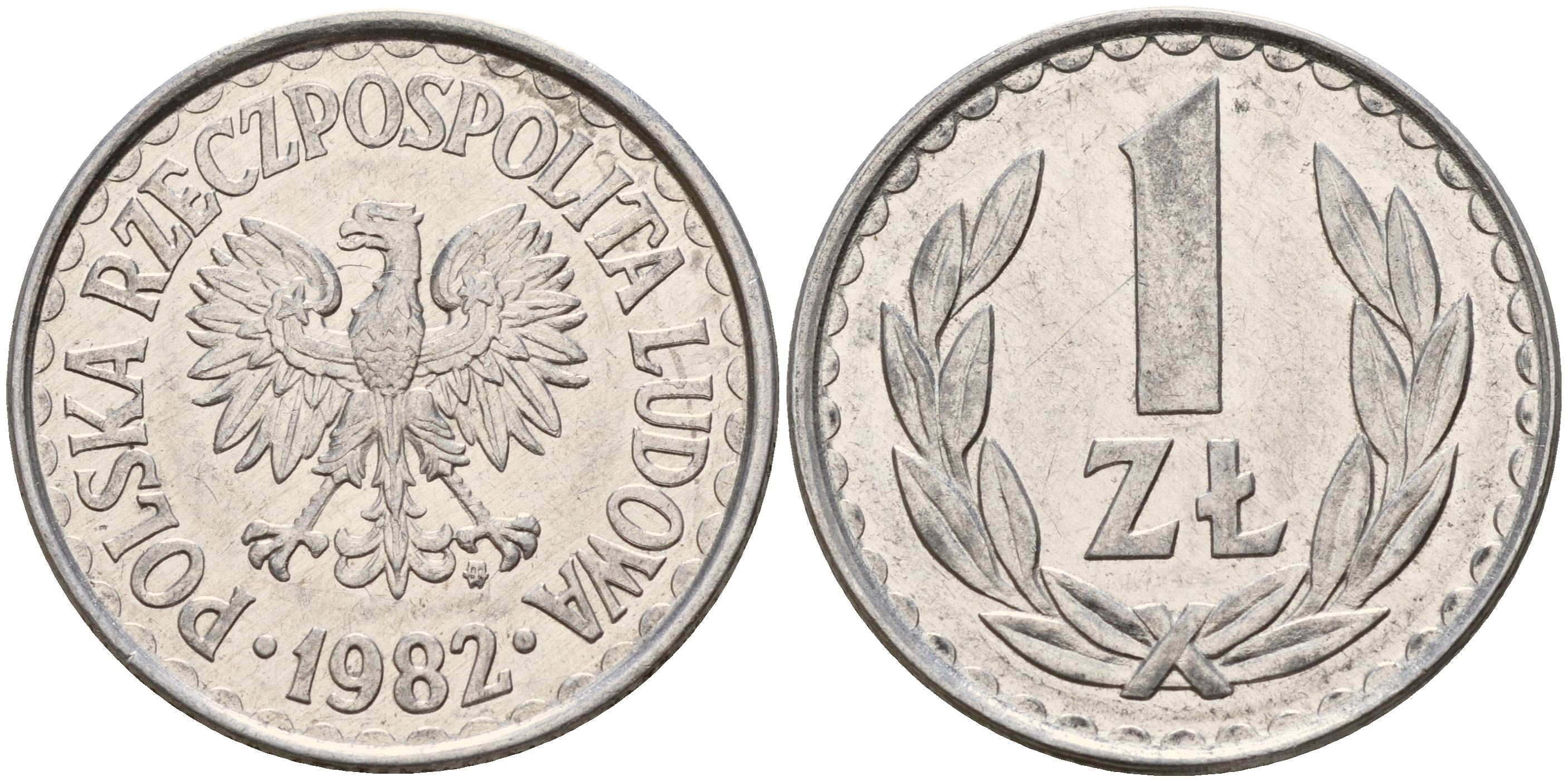 Польша 1 злотый 1982 MW KM 49.1 алюминий    4161-1032