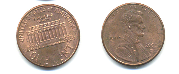 США 1 ЦЕНТ 2000 ЛИНКОЛЬН KM 201b цинк плакированный медью 86-426