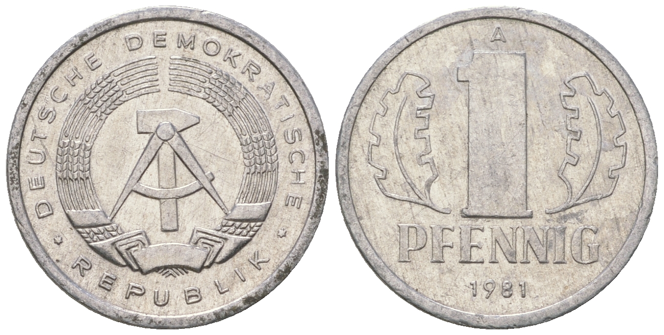 ГДР 1 пфенниг 1981 А KM 8.2 алюминий 4623-429