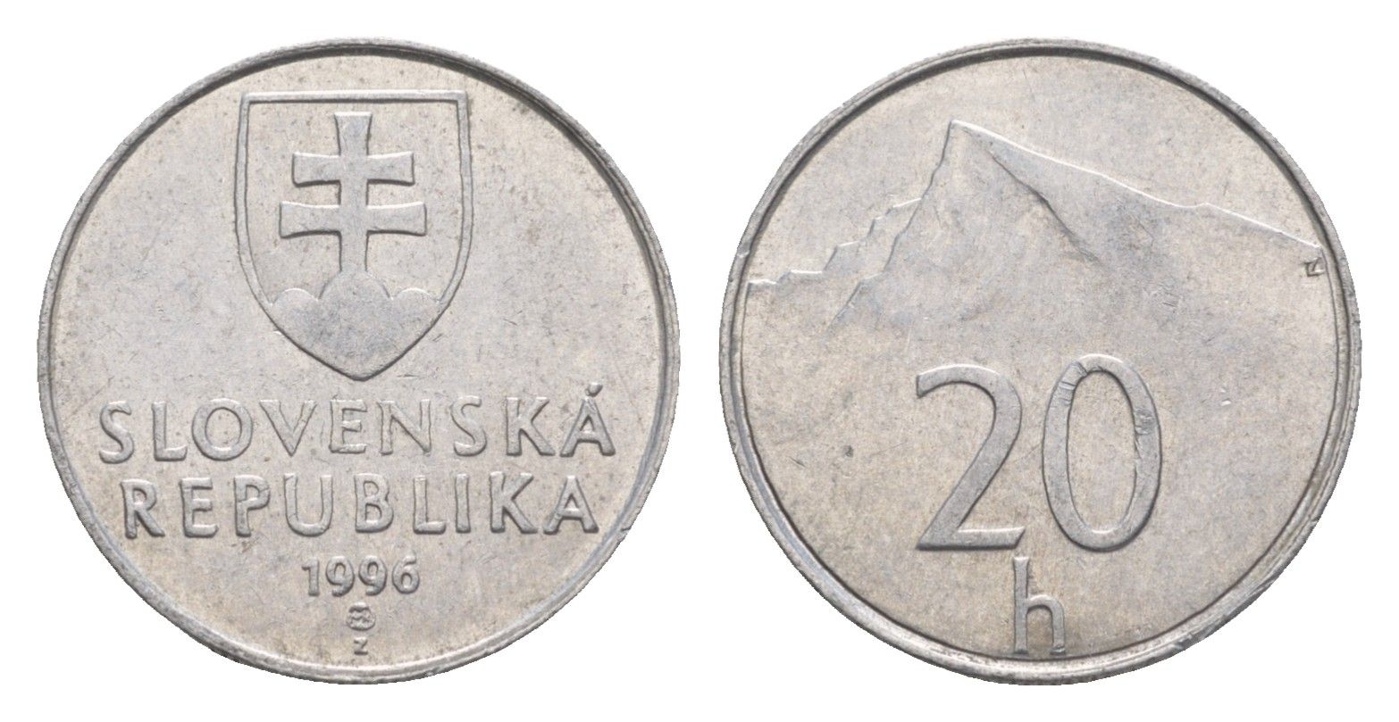 Словакия 20 геллеров 1996 KM 18 алюминий 4659-551