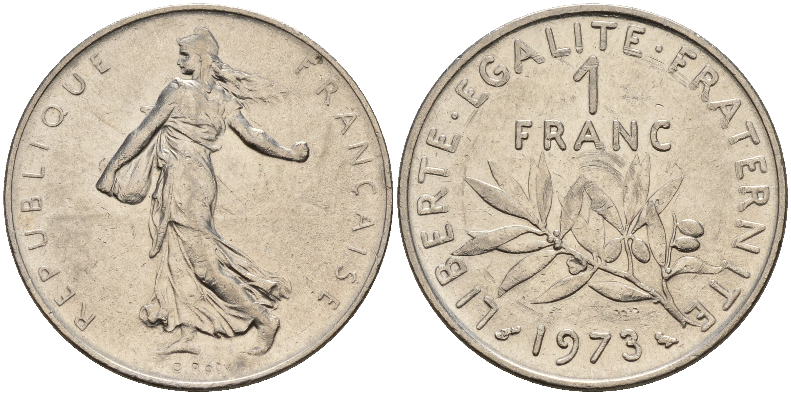 Франция 1 франк 1973 сеятель KM 925.1 никель    4153-442