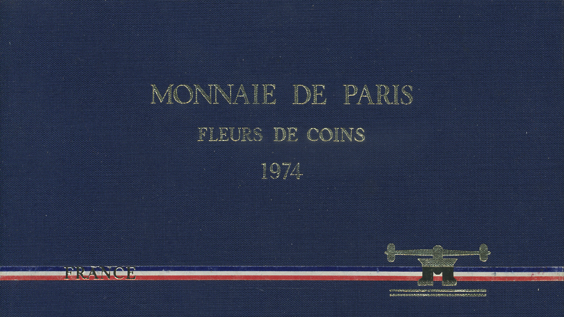 Франция набор из 9 монет 1974 в оригинальной коробке с сертификатом в запайке KM SS 11 серебро BUNC 4-3-3-24