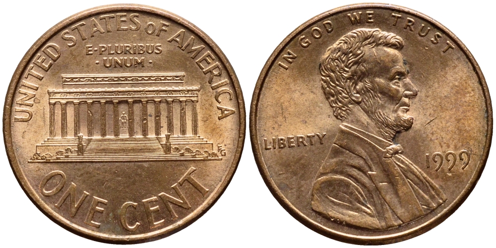 США 1 цент 1999 Авраам Линкольн KM 201b цинк плакированный медью 4396-456