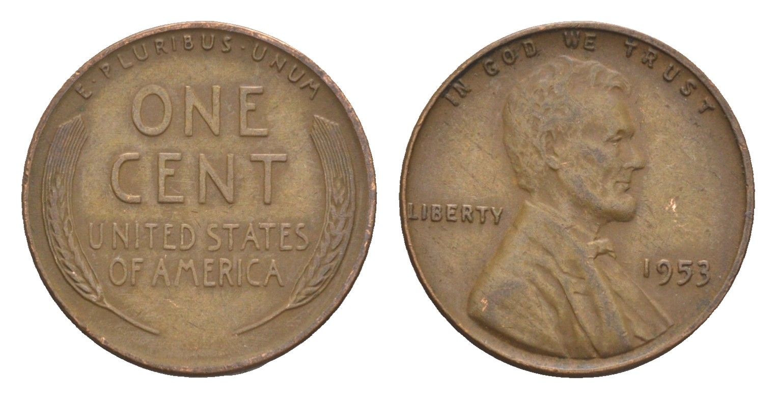 США 1 цент 1953 KM 132 бронза 4644-561