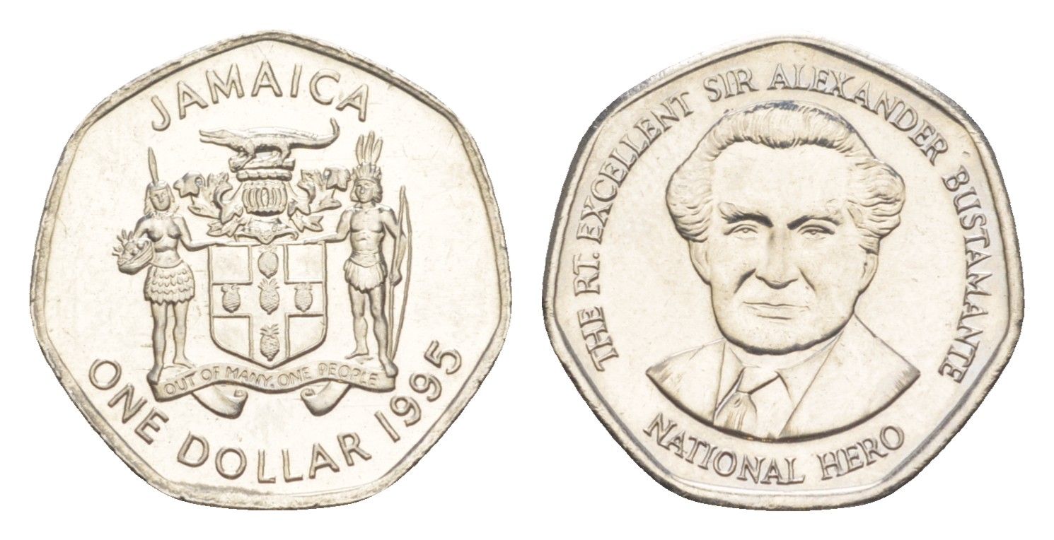 Ямайка 1 доллар 1995 Александр Бустаманте KM 164 сталь плакированная никелем UNC 4644-362