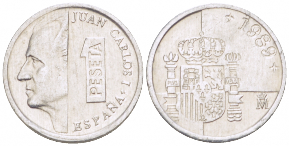 ИСПАНИЯ 1 ПЕСЕТА 1989 ХУАН КАРЛОС I (1975-) KM 832 алюминий 3955-414