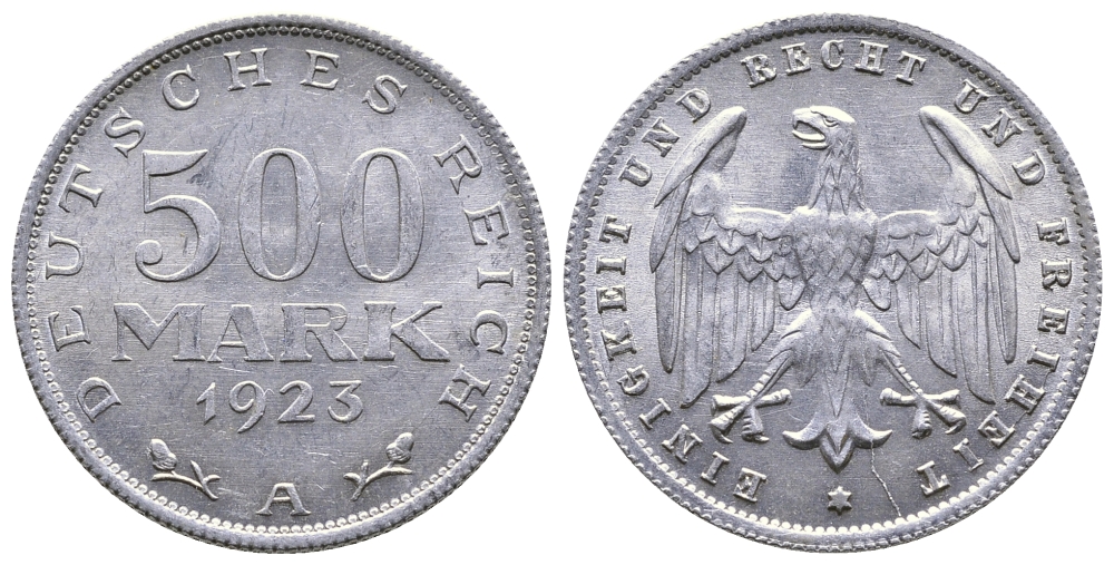 ГЕРМАНИЯ 500 МАРОК 1923 А KM 36, J. 305 алюминий 4380-623