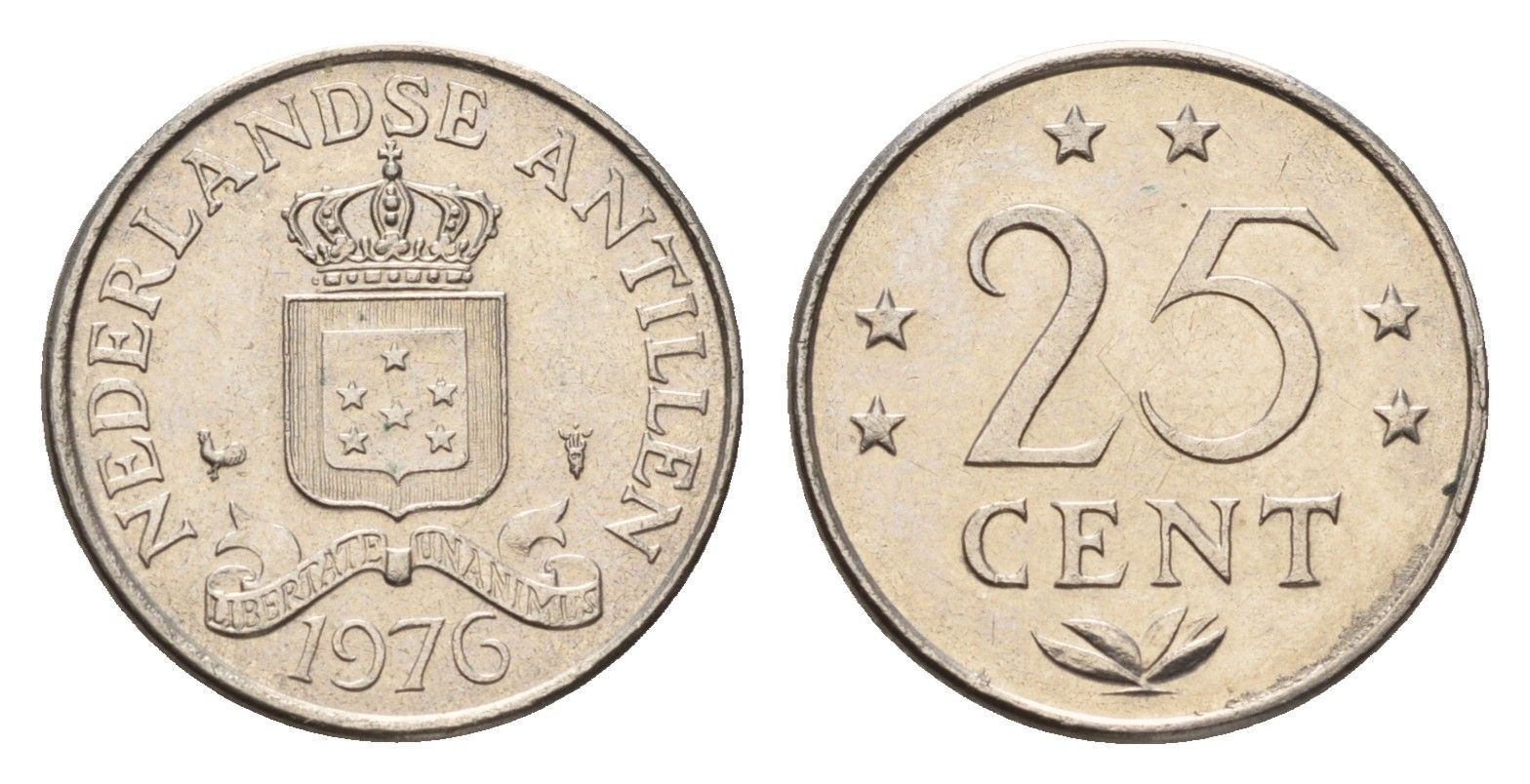 Нидерландские Антильские острова (Нидерландские Антилы) 25 центов 1976 Юлиана (1948-1980) KM 11 никель 4532-348