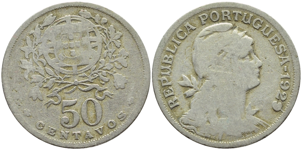 Португалия 50 сентаво 1929 KM 577 медно-никель 4395-834