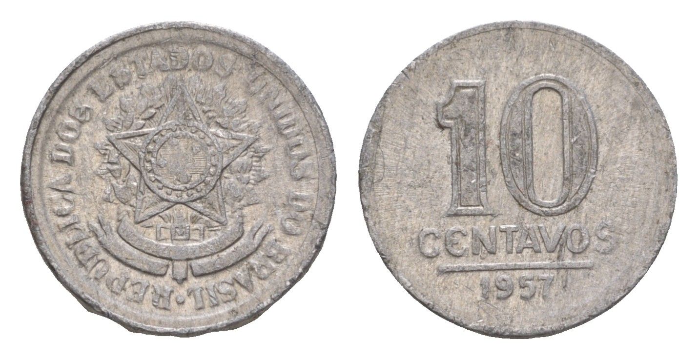 Бразилия 10 сентаво 1957 KM 564 алюминий 4655-1062