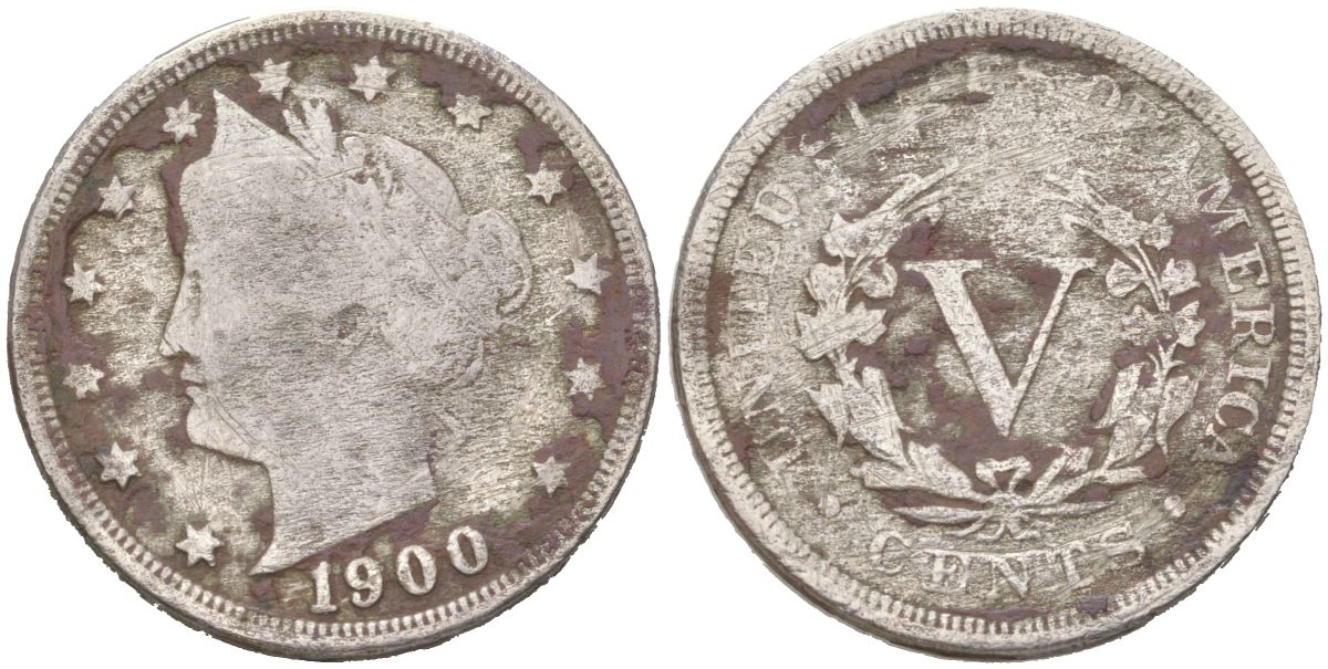 США 5 центов 1900 голова свободы KM 112 медно-никель 4613-1123