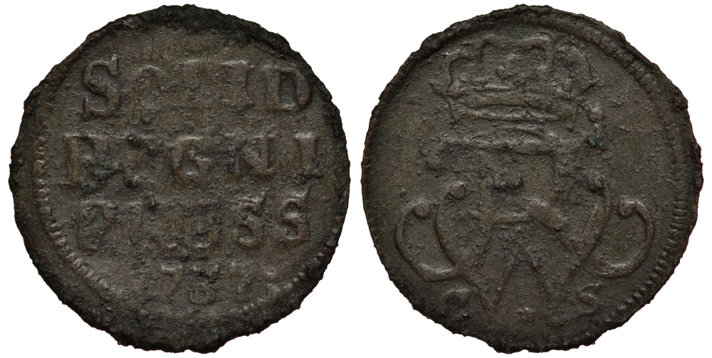 ПРУССИЯ 1 ШИЛЛИНГ 1737 CS, ФРИДРИХ ВИЛЬГЕЛЬМ I (1713-1740), ВЕС 0,70 ГР. KM 212 серебро 1516-442