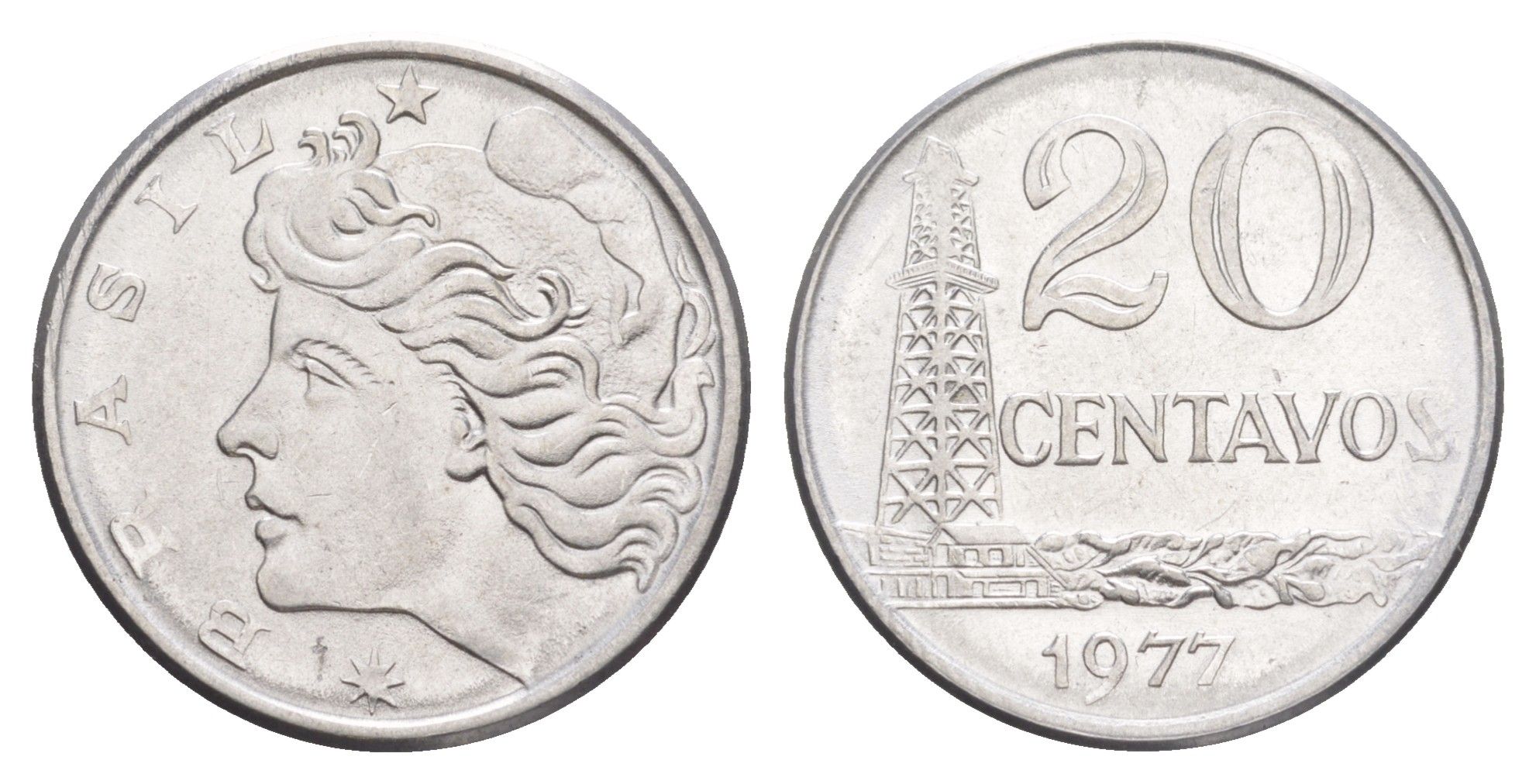 Бразилия 20 сентаво 1977 KM 579.1a нержавеющая сталь UNC 4642-1053