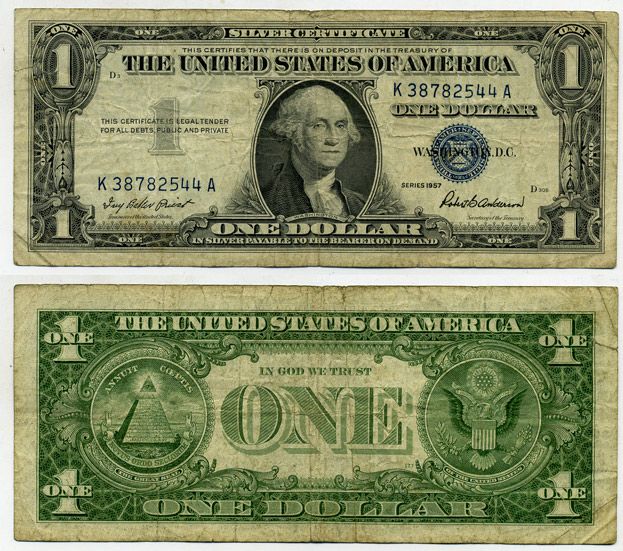 США 1 доллар 1957 Джордж Вашингтон, Priest, Anderson Pick 419 бумага 7219-29-3-2