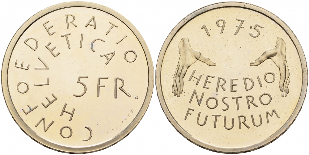 Швейцария 5 франков 1975 Год европейского архитектурного наследия KM 53 медно-никель PROOF 1087-3-44