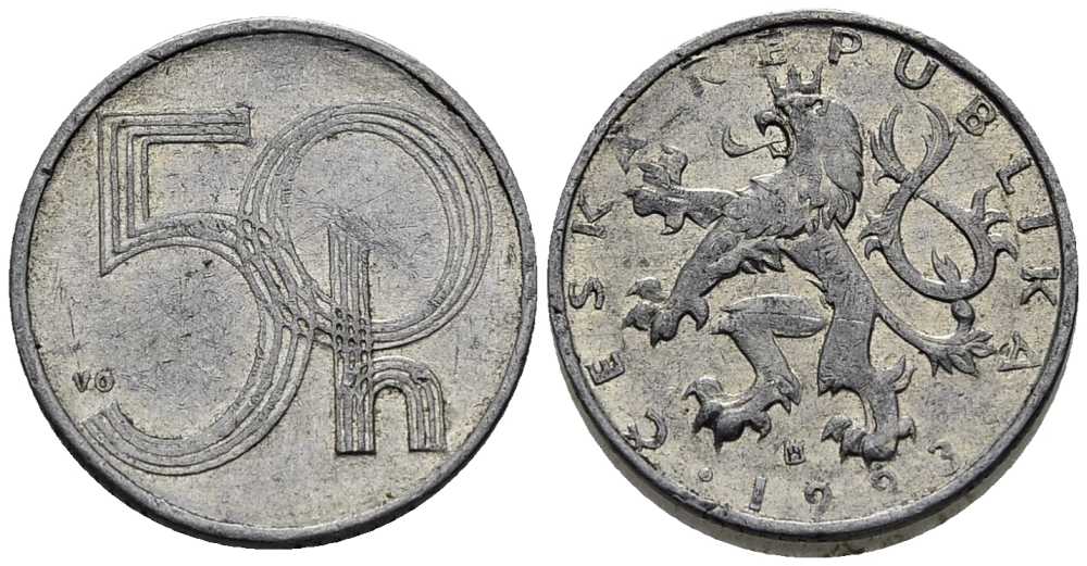 ЧЕХИЯ 50 ГЕЛЛЕРОВ 1993 KM 3.1 алюминий 65-232