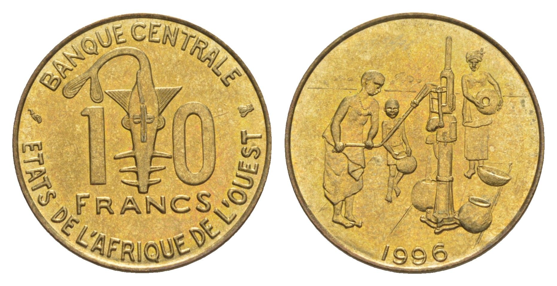 Западная Африка (BCEAO) 10 франков 1996 Центральный банк государств Западной Африки KM 10 медь алюминий никель UNC 4642-245