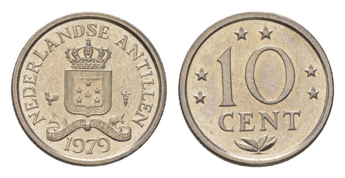 Нидерландские Антильские острова (Нидерландские Антилы) 10 центов 1979 KM 10 никель UNC 4627-712