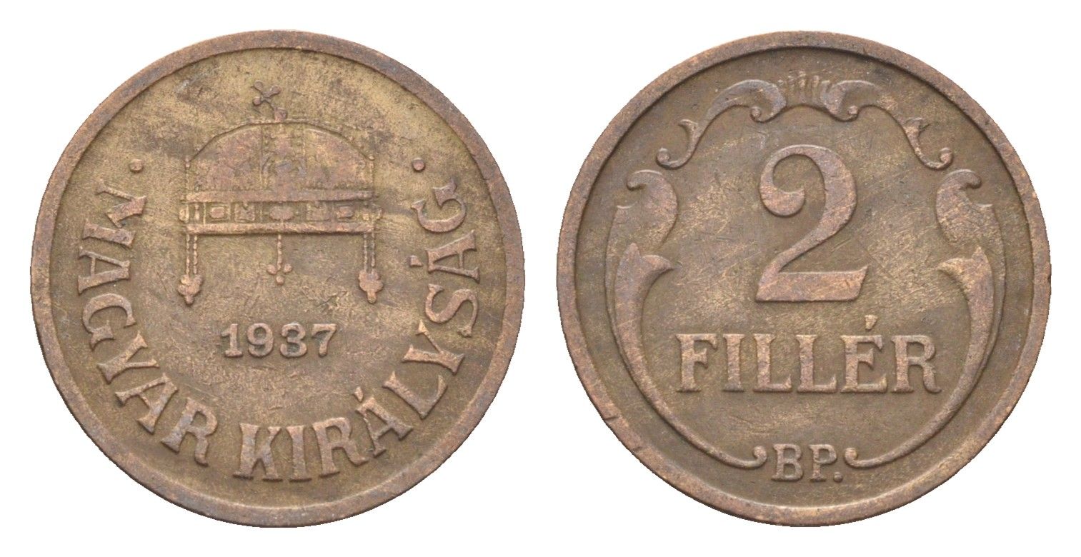 Венгрия 2 филлера 1937 BP KM 506 бронза 4665-452