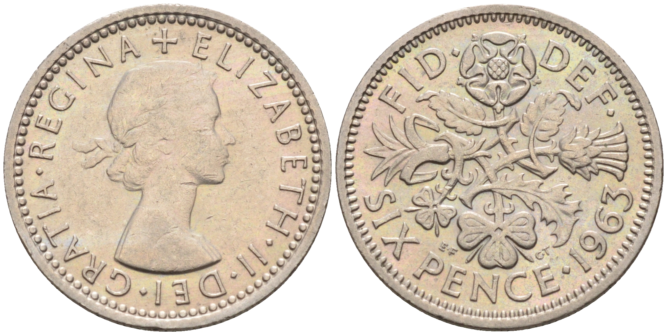 Великобритания 6 пенсов 1963 Елизавета II (1952-2022) KM 903, Spink 4149 медно-никель 4588-1243