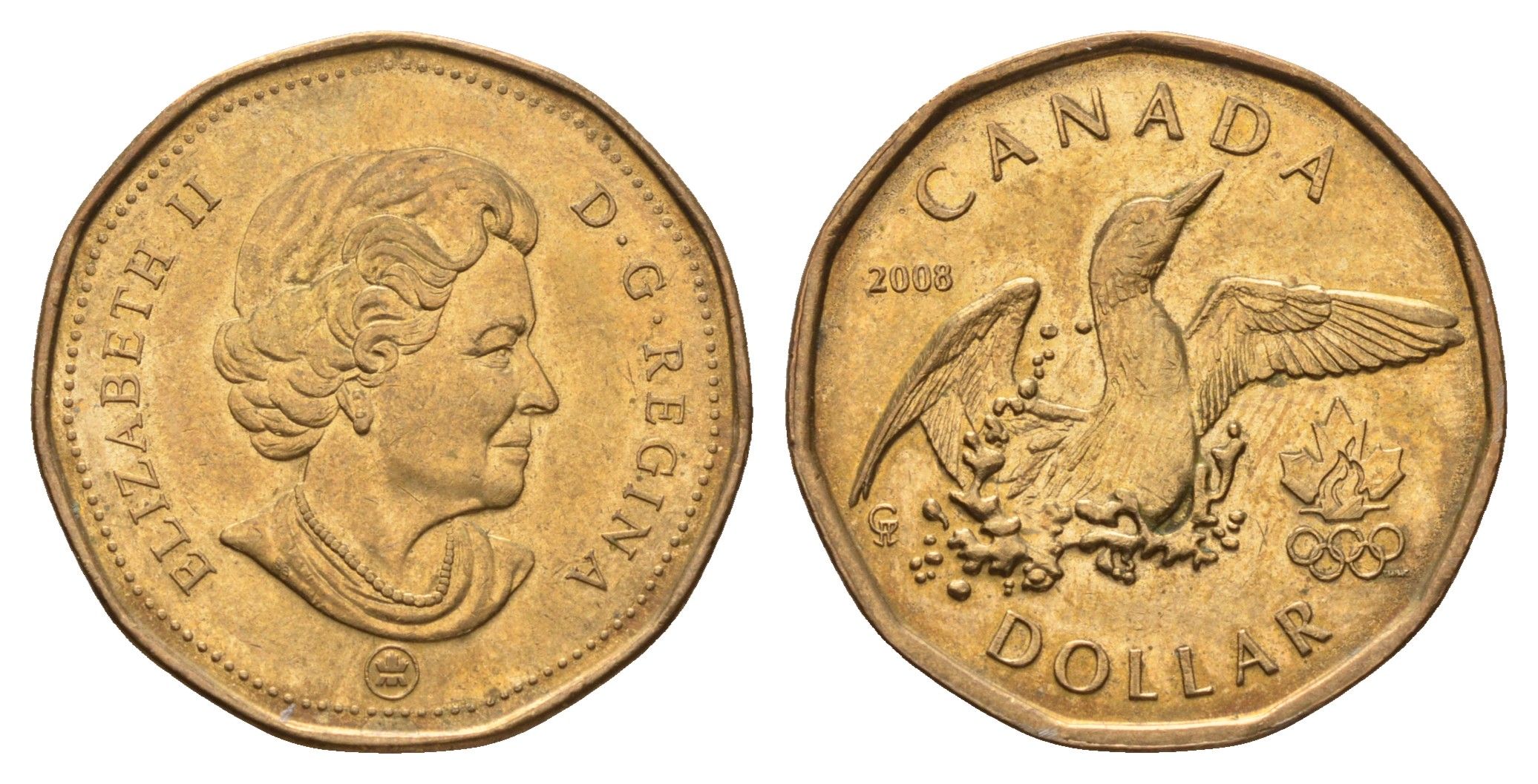 Канада 1 доллар 2008 XXIX летние Олимпийские игры, Пекин 2008 KM 787 никель плакированный бронзой UNC 108-453