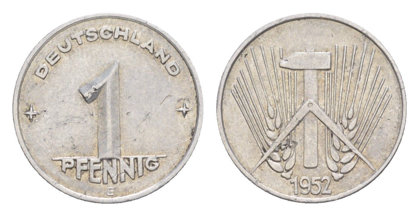 ГДР 1 пфенниг 1952 E KM 5 алюминий 4647-936
