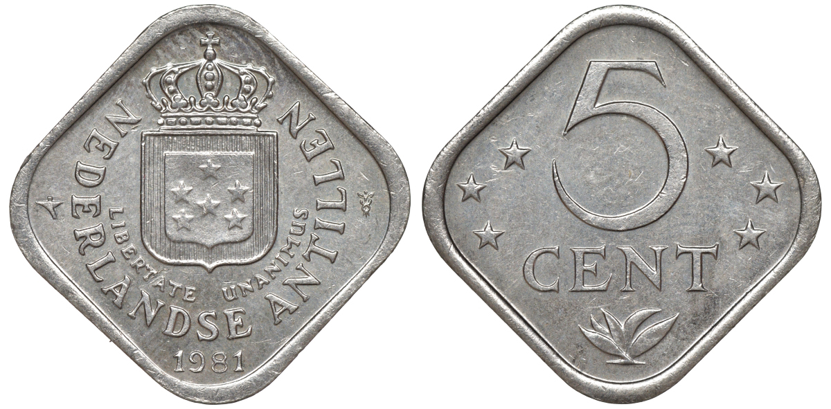 Нидерландские Антилы 5 центов 1981 Беатрикс (1980-2013) KM 13 медно-никель 4610-954