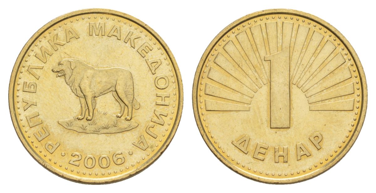 Македония 1 денар 2006 KM 2 медь цинк никель UNC 4633-1047