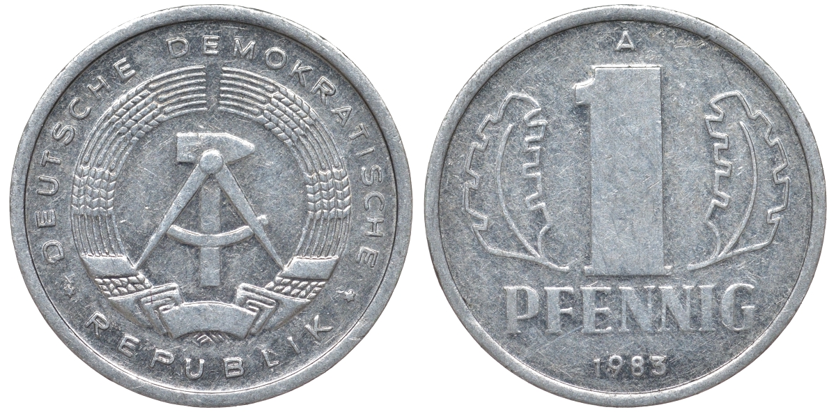 ГДР 1 ПФЕННИГ 1983 A алюминий 62-1237