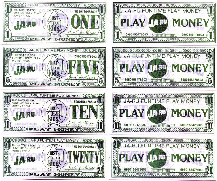 ЕВРОПА НАБОР ИЗ 6 БАНКНОТ ND (1, 5, 10, 20, 50, 100) ИГРОВЫЕ ДЕНЬГИ JAST FOR KIDS (JA-RU) бумага UNC (ПРЕСС) 7146-65-3-2