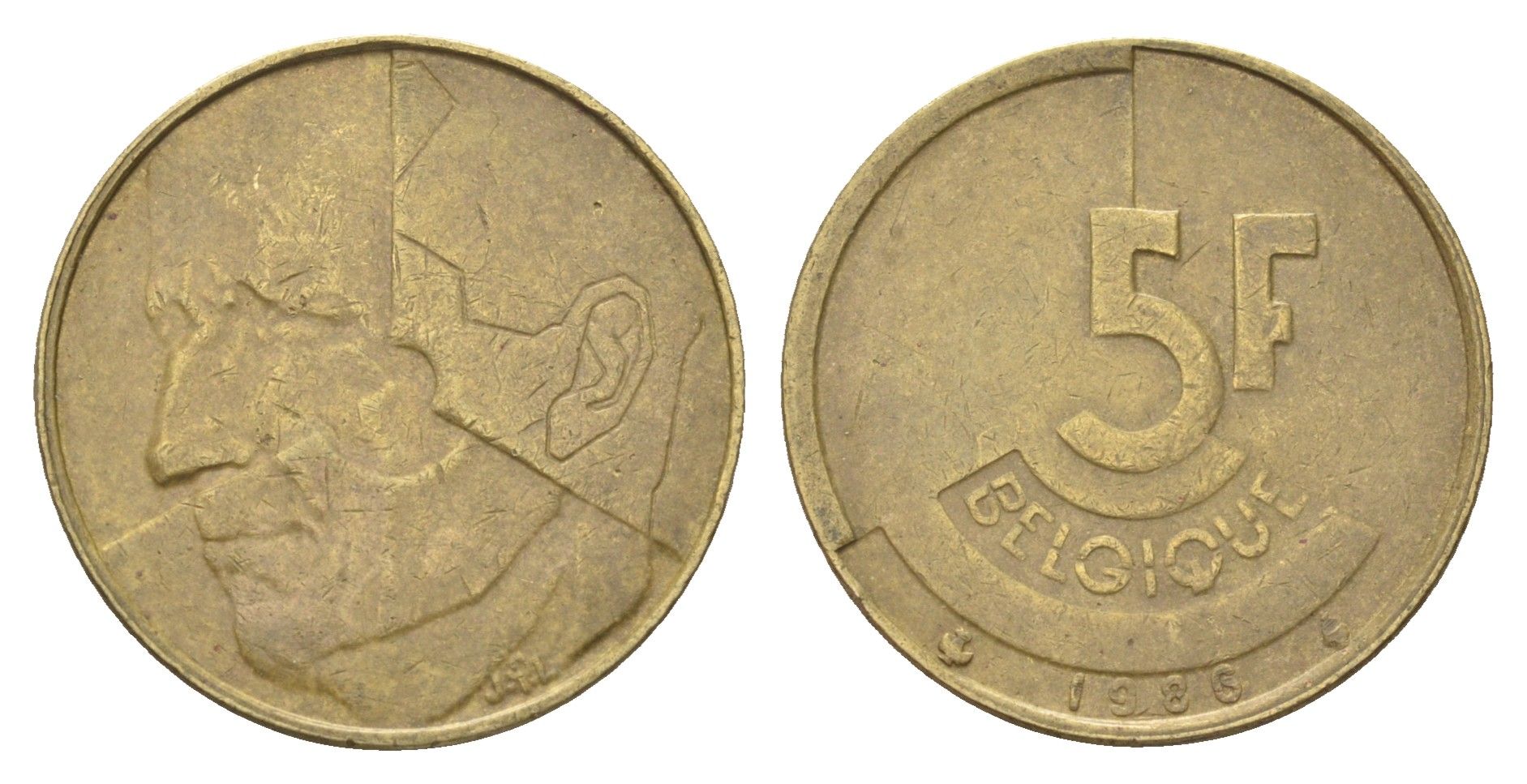 Бельгия 5 франков 1986 Belgique, Бодуэн I (1951-1993) KM 163 медь алюминий никель 4706-221
