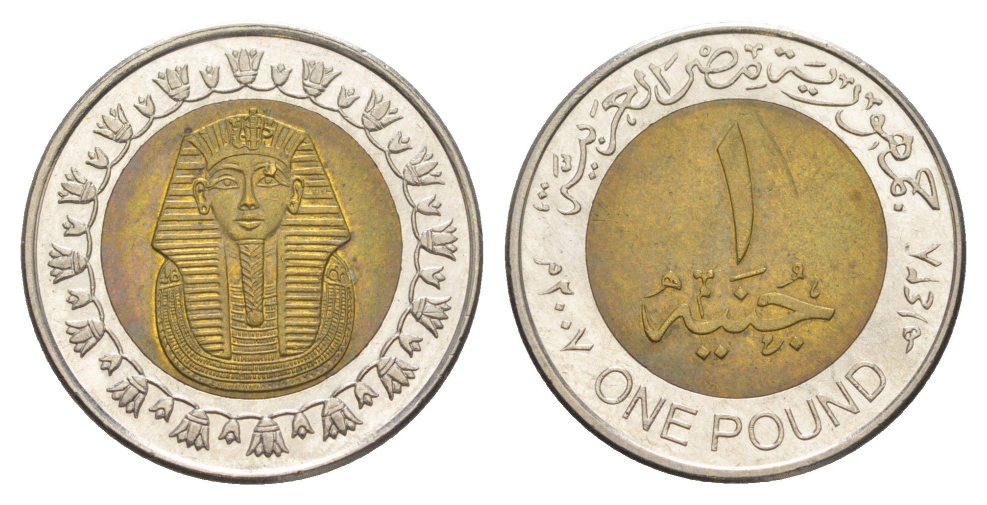 Египет 1 фунт 2007 KM 940a биметалл aUNC 4650-154